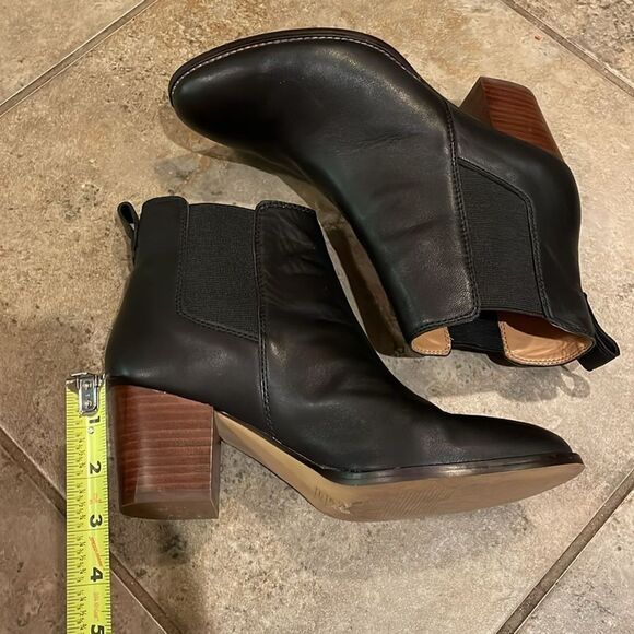 J. Crew Rory Black Leather Heeled Ankle Boots Womens Size 7.5 AR846 - Picture 7 of 12